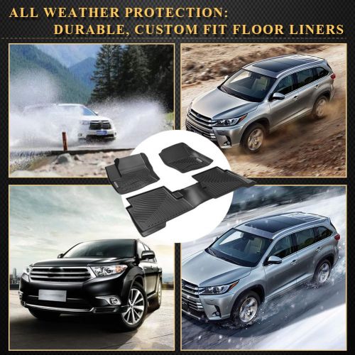  YITAMOTOR Floor Mats Compatible for 2014-2019 Toyota Highlander, Heavy Duty All Weather Floor Liners Protection, Black