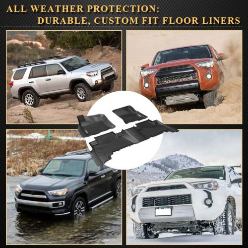  YITAMOTOR Floor Mats Compatible for 2013-2019 Toyota 4Runner / 2014-2019 Lexus GX460,Includes 1st & 2nd Row All Weather Custom Fit Floor Liners