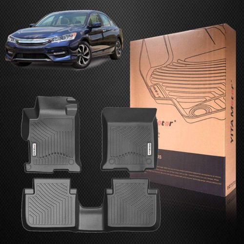  YITAMOTOR Floor Mats Compatible for 2013-2017 Honda Accord Sedans, Front and Rear 2 Rows All Weather Heavy Duty Rubber Car Floor Liners, Black