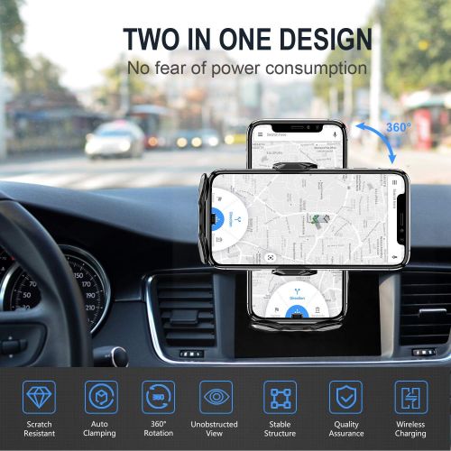  [아마존베스트]YITUMU Wireless Car Charger Mount, Auto-Clamping Qi 10W 7.5W Fast Charging Car Phone Holder Air Vent Compatible withiPhone11/11Pro/11ProMax/XSMax/XS/X/8/8+ Samsung S10/S10+/S9/S9+/S8/S8+/
