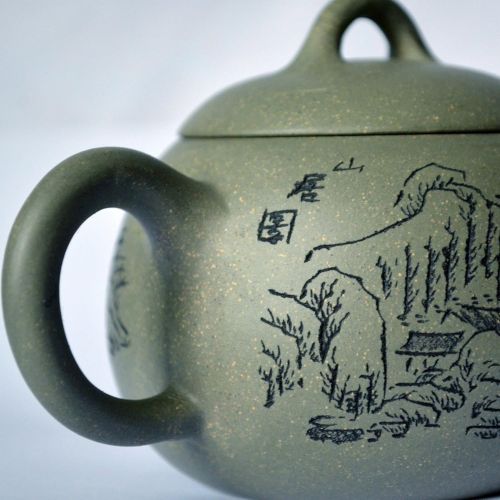  YIXING Teapot Xishi 5.4oz Chinese Zisha Tea Pots Green Mud