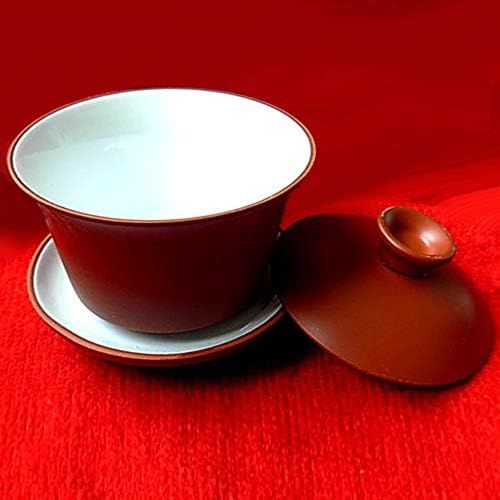  [아마존베스트]Yxhupot Yixing Teacup 4oz/128ml Chinese Dragon Gaiwan Classic Black Clay Tea Bowl (Red gaiwan)