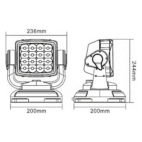  Spotlight LED Searchlight 80W with Remote Control 360° Rotating Magnetic Base, Used for Car and Automatic Boat Camping