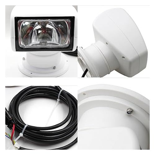  YIYIBYUS Spotlight Marine Spot Light Boat Searchlight Remote Control 12V 100W White Waterproof Spotlight 360 Degree Rotate Omnibearing Lighting for Boat Truck Car Marine (White)