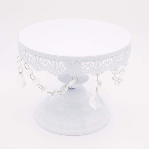  YIYIBYUS Cake Stands, 12 pcs Metal Crystal Cake Holder Cupcake Stands with Pendants and Beads Cake Stand Dessert, Wedding Birthday Dessert Cupcake Pedestal Display, White USA STOCK (12, whi