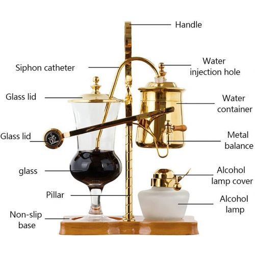  YIYIBYUS Siphon Coffee Maker Luxury Gold Antique Syphon Coffee Brewer Tea Siphon Brewer Siphon Tea Maker Belgium Belgian Coffee Maker US Stock