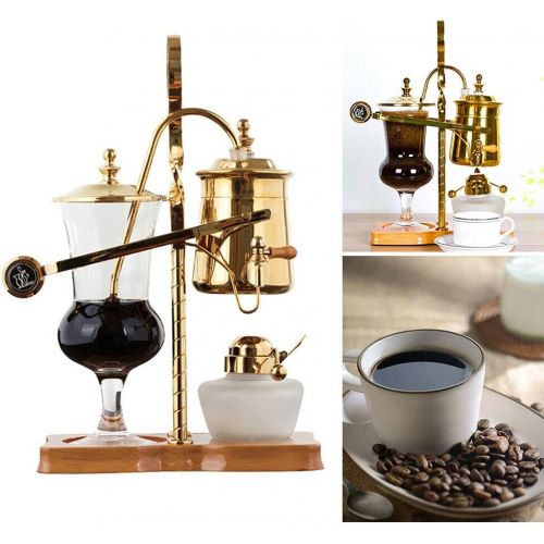  YIYIBYUS Siphon Coffee Maker Luxury Gold Antique Syphon Coffee Brewer Tea Siphon Brewer Siphon Tea Maker Belgium Belgian Coffee Maker US Stock