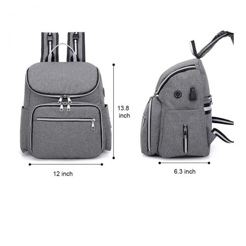  YIcabinet Backpack Diaper Bag Baby Bags Gray Multifunction Travel Backpack USB Port Headphone Plug with...