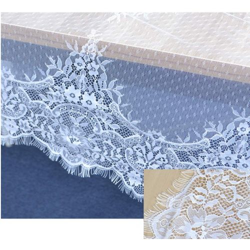  YJBear 8 PCS Exquisite Hollowed-Out Mesh Table Lace Runner with Ribbon Table Cloth Vintage Boho Thanksgiving Christmas Wedding Banquet Bridal Shower Party Decoration Table Decor Wh