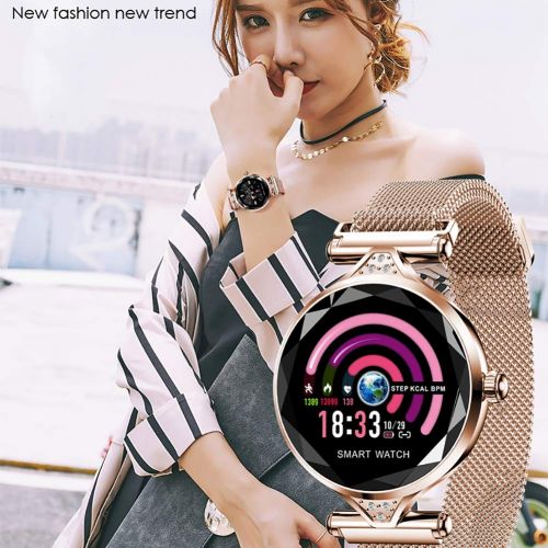  YJCol Fashion Women Smart Bracelet Watch, 1.04 TFT Screen Heart Rate Blood Pressure Monitor Predict Menstrual Cycle Intelligently Activity Tracker with Multi Sport Mode Call SMS SN