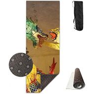 YJDr-MAT Unisex The Tiger And The Dragon War Custom Printing Yoga Mats With Carrying Bag