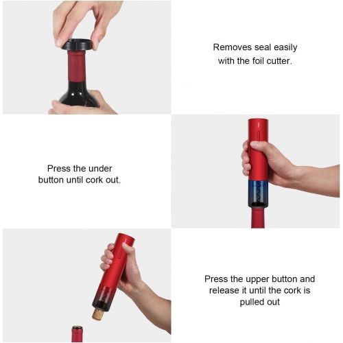  [아마존베스트]YJLWE Electric Wine Opener Rechargeable Automatic Corkscrew Wine Bottle Openers, Cordless Stainless Electric Corkscrew with Foil Cutter and USB Cable