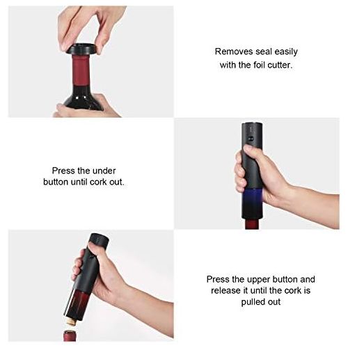  [아마존베스트]YJLWE Electric Wine Opener Rechargeable Automatic Corkscrew Wine Bottle Openers with Foil Cutter and USB Cable, Black