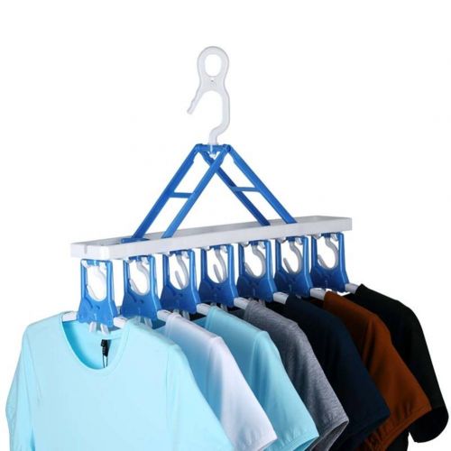  YJYS LJBY Plastic Seamless Non-Slip Coat Hanger Folding Telescopic Rack Windproof Clothes-A