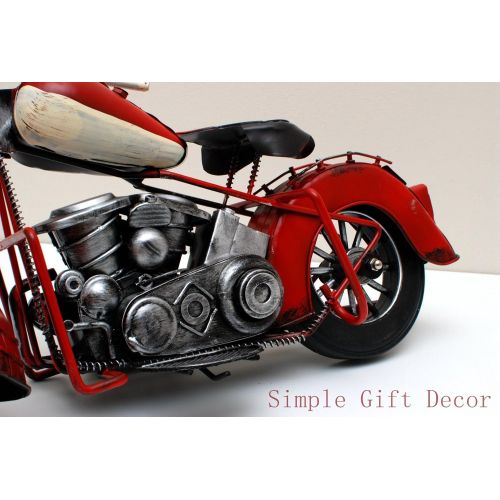  YK Decor Metal HD Motocycle Model Vintage Red Shelf Sitter Decor