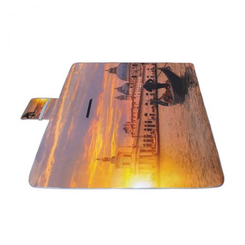  YKNFIS Famous Canal and Bridge at Sunset Picnic Mat 57（144cm） x59（150cm） Picnic Blanket Beach Mat with Waterproof for Kids Picnic Beaches and Outdoor Folded Bag