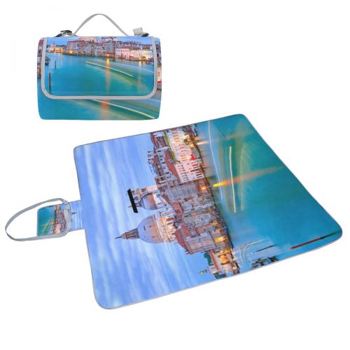  YKNFIS Famous Canal and Bridge at Sunset Picnic Mat 57（144cm） x59（150cm） Picnic Blanket Beach Mat with Waterproof for Kids Picnic Beaches and Outdoor Folded Bag