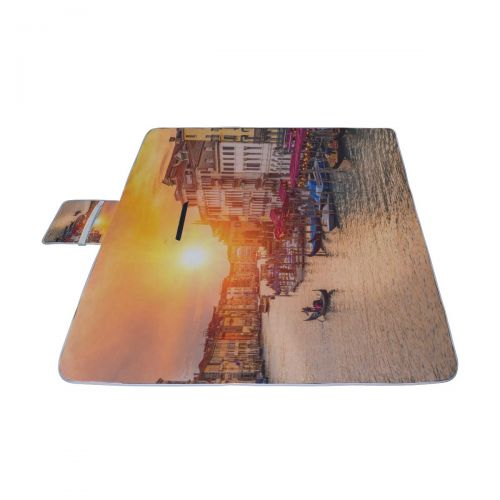  YKNFIS Famous Canal and Bridge at Sunset Picnic Mat 57（144cm） x59（150cm） Picnic Blanket Beach Mat with Waterproof for Kids Picnic Beaches and Outdoor Folded Bag