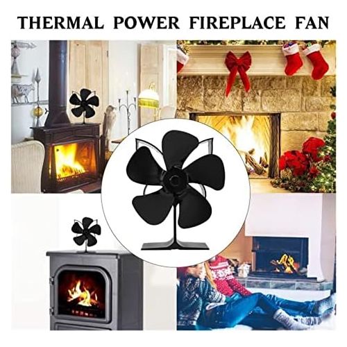  YKQJS YQ Indoor Fireplace Blower 5 Blade Black Fireplace Heat Powered Stove Fan Log Wood Burner Eco Friendly Quiet Fan Home Efficient Heat Distribution Fireplace Fan (Color : Silve