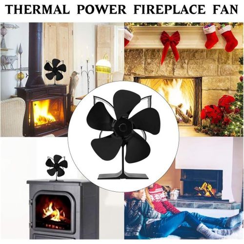  YKQJS YQ Indoor Fireplace Blower 5 Blade Black Fireplace Heat Powered Stove Fan Log Wood Burner Eco Friendly Quiet Fan Home Efficient Heat Distribution Fireplace Fan (Color : Silve