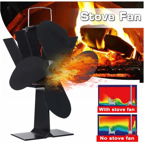  YKQJS YQ Indoor Fireplace Blower 4 Blade 200CFM Thermal Power Fireplace Fan Heat Powered Wood Stove Fan for Wood Log Burner Fireplace Eco Friendly Quiet Fan Fireplace Fan