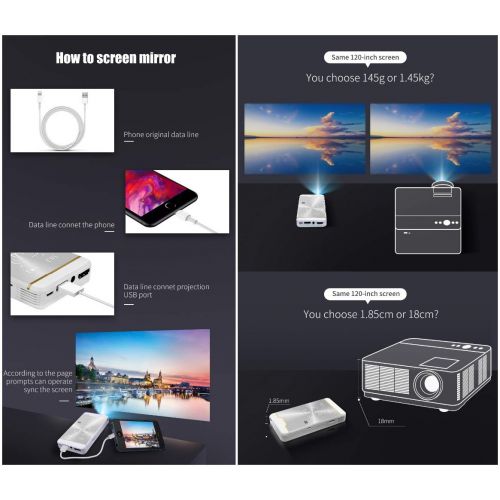  YL-Light Video Projectors Intelligent Smart Mini Projector Android System Led Pico Projectors HD DLP Pocket Mobile Video Outdoor Mobile Phone Shape Pocket Mini Video Projector Home Theatre