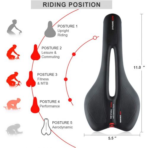  YLG Road Bike Seat MTB Saddle for Mountain Bikes - Gel Bicycle Saddle Breathable Waterproof with Central Relief Zone and Ergonomics Design with Bottle Cage