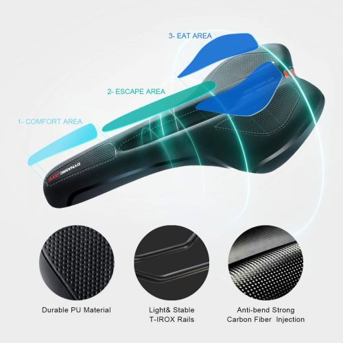  YLG Road Bike Seat MTB Saddle for Mountain Bikes - Gel Bicycle Saddle Breathable Waterproof with Central Relief Zone and Ergonomics Design with Bottle Cage