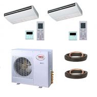 YMGI Dual Zone - 36000 BTU 3 Ton 21 SEER (18K+18K) Floor Ceiling Mount Ductless Mini Split Air Conditioner with Heat Pump for Home, Office, Shops with 25 Ft Lineset Installation Ki