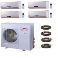 YMGI Quad Zone - Wall Mount Ductless Mini Split Air Conditioner with Heat Pump for Home, Office, Apartment with 25 Ft Lineset Installation Kits (9K+9K+9K+9K)