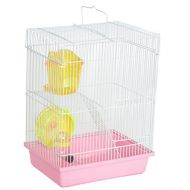 YML Double Stories Dwarf Hamster Cage with Small Wheel/Dish and Water Bottle/Plastic Base