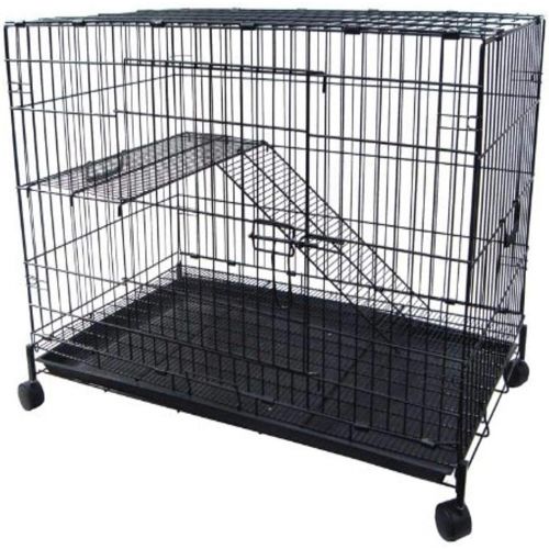  YML 2-Level Small Animal Chichilla Cat Ferret Cage, Black