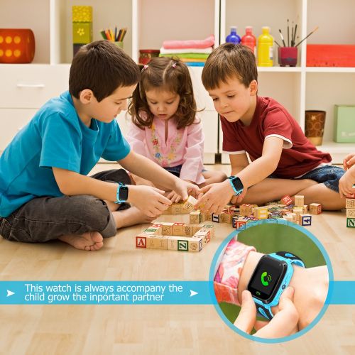  YNCTE GPS Tracker Kids Smart Watch, Phone Watch for Kids, Silicone Watch Touch Screen Version Camera with SIM Anti-Lost Phone Pedometer SOS Camera Smart Watch Bracelet Children Girls Boy