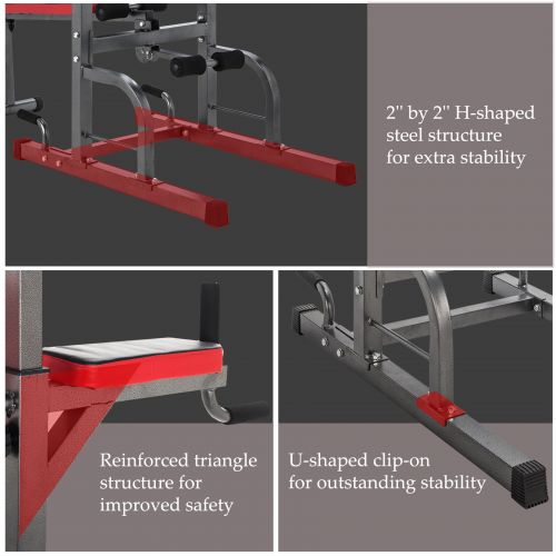  Y-NOT Multifunctional Pull Up Bar Standing Tower Dip Station Adjustable Height