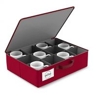 YO BISTRO Cups and Mugs Storage Organizer Case - Divided into 12 Cells - Extremely Sturdy and Stable Box for Storing and Transporting Tea and Coffee Cups, Stemless Wine Glasses and