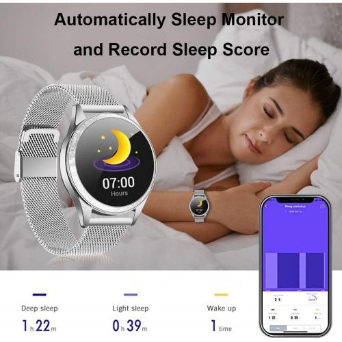  [아마존베스트]Yocuby Women’s Smartwatch, Elegant and High-Quality Stainless Steel, IP68 Waterproof, Smartwatch, Fitness Tracker with Heart Rate, Sleep Monitor, Calories, Pedometer, Activity Trac