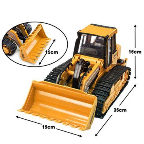  YOEDAF 5 Channel RC Bulldozer,Full Function Remote Controlled Excavator Front Loader Dump Construction Truck Vehicle Toy for Children Kids(Yellow)