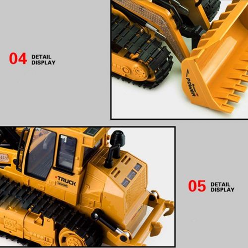  YOEDAF 5 Channel RC Bulldozer,Full Function Remote Controlled Excavator Front Loader Dump Construction Truck Vehicle Toy for Children Kids(Yellow)