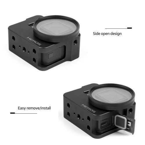  YOEMELY Aluminum Housing GoPro Hero 7 Black Hero 6 Hero 5 Hero 2018 Skeleton Shell Case Frame with Wide Angle Vignetting 52mm UV Filter and Universal Hot Shoe