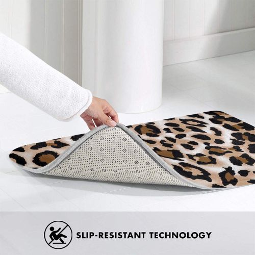  YOFFYO Anti-Slip Waterproof Bathroom Mat Indoor Outdoor Bedroom Livingroom Diningroom Playroom Kitchen Patio Entrance Floor Mat Leopard Prints Printed