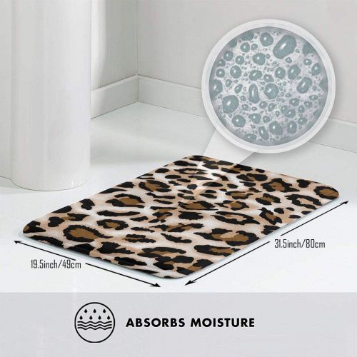  YOFFYO Anti-Slip Waterproof Bathroom Mat Indoor Outdoor Bedroom Livingroom Diningroom Playroom Kitchen Patio Entrance Floor Mat Leopard Prints Printed