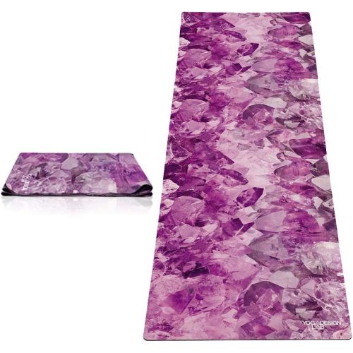  YOGA DESIGN LAB | The Travel Yoga Mat | 2-in-1 Mat+Towel | Lightweight, Foldable, Eco Luxury | Ideal Hot Yoga, Bikram, Pilates, Barre, Sweat | 1mm Thick | Includes Carrying Strap!