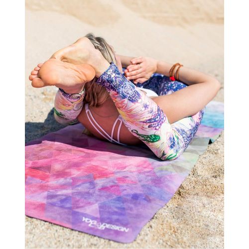  YOGA DESIGN LAB | Commuter Yoga Mat | 2-in-1 Mat+Towel | Lightweight, Foldable, Eco Luxury | Ideal Hot Yoga, Bikram, Pilates, Barre, Sweat | 1.5mm Thick | Includes Carrying Strap!