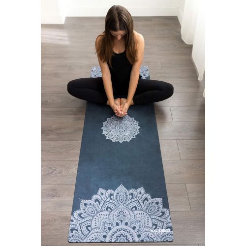  YOGA DESIGN LAB | Commuter Yoga Mat | 2-in-1 Mat+Towel | Lightweight, Foldable, Eco Luxury | Ideal Hot Yoga, Bikram, Pilates, Barre, Sweat | 1.5mm Thick | Includes Carrying Strap!