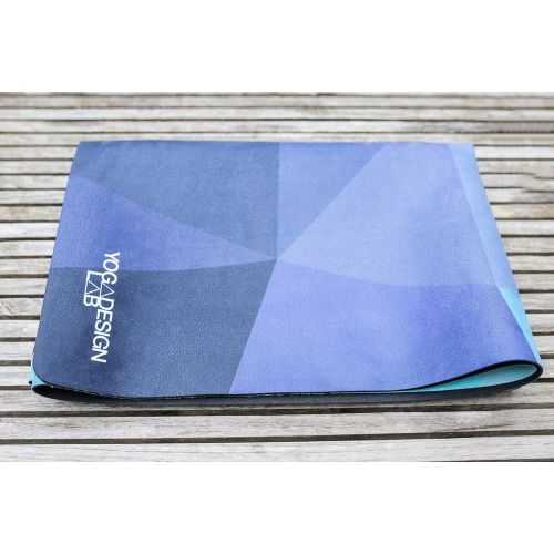  YOGA DESIGN LAB | Commuter Yoga Mat | 2-in-1 Mat+Towel | Lightweight, Foldable, Eco Luxury | Ideal Hot Yoga, Bikram, Pilates, Barre, Sweat | 1.5mm Thick | Includes Carrying Strap!