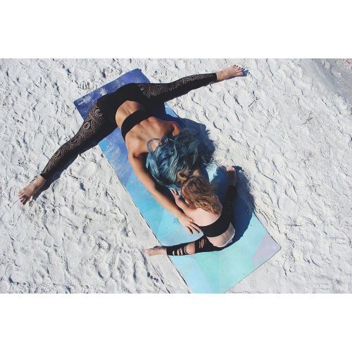  YOGA DESIGN LAB | Commuter Yoga Mat | 2-in-1 Mat+Towel | Lightweight, Foldable, Eco Luxury | Ideal Hot Yoga, Bikram, Pilates, Barre, Sweat | 1.5mm Thick | Includes Carrying Strap!