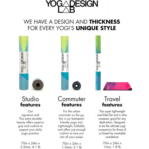  YOGA DESIGN LAB | THE COMBO YOGA MAT | 2-in-1 Mat+Towel | Eco Luxury | Designed in Bali | Ideal for Hot Yoga, Power, Bikram, Ashtanga, Sweat | Studio Quality | Includes Carrying St