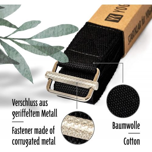  [아마존베스트]YOGAKLAR Cotton Yoga Strap with Non-Slip Metal Closure - 250 x 3.8 cm Wide and Sturdy Yoga Strap Made from Sustainable and Environmentally Friendly Materials for Yoga, Pilates and