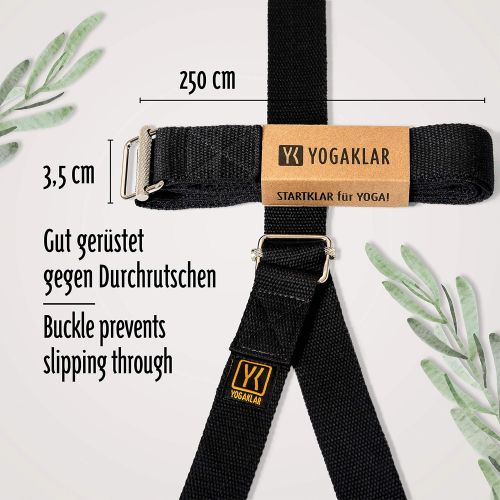  [아마존베스트]YOGAKLAR Cotton Yoga Strap with Non-Slip Metal Closure - 250 x 3.8 cm Wide and Sturdy Yoga Strap Made from Sustainable and Environmentally Friendly Materials for Yoga, Pilates and