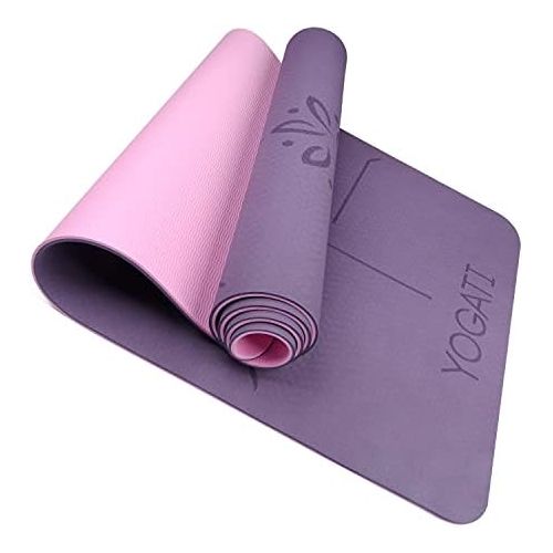  [아마존베스트]Yogati Yoga Mat Non-slip, Non-toxic, with Carrying Strap Yoga mat with alignment lines for posture. Ideal yoga mats as a gym mat, sports mat, fitness mat, training mat - yoga mat.